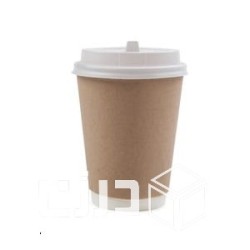 أكواب ورقية دبل أسود/بيج/أبيض مع الغطاء - (25 كوب في مغلف)