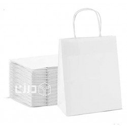 أكياس ورقية بحامل - أبيض - مقاسات متعدده