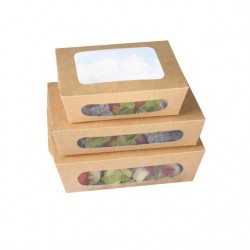 صناديق غداء بنافذتين - بني - متعددة الأحجام (50 صندوق بالشدة)